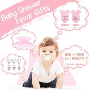 Baby Shower Ange Porte-clés Étiquette Autocollant Cartes Organza Sacs pour Baptême Fête Rose Baby Shower Party Favors - Product Image 5