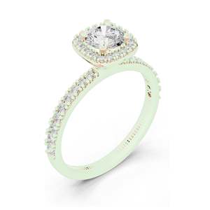 Bague de fiançailles halo en diamant de laboratoire 1,17 CT pour femme, clarté VVS-VS EF, or 18 carats, 14 carats, 10 carats et argent 925, rose, jaune - Product Image 1