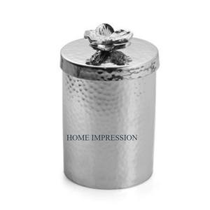 Botes de vidrio grandes con tapa pulida dorada martillada y perilla de diseño de base Botes de almacenamiento decorativos de cocina de lujo - Product Image 4