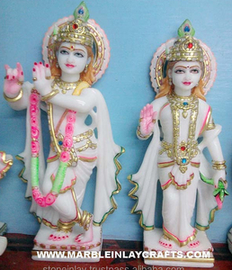 หินอ่อน Radha กฤษณะรูปปั้น - Product Image 1