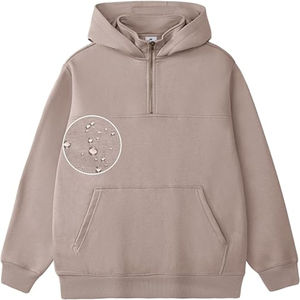 Sweat à capuche en coton 100% pour homme, veste d'hiver chaude, motif uni, doublure en polaire, sweat à capuche surdimensionné brodé, décontracté, 2025 - Product Image 5