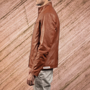 Vestes en cuir véritable pour hommes, veste vintage de haute qualité en cuir marron style motard, randonnée en plein air, look royal - Product Image 2