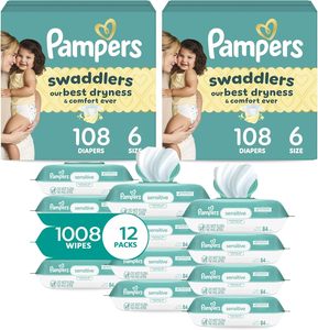 Los pañales desechables Pampers Swaddlers más vendidos, talla 7, suministro para 2 meses (2 x 88 unidades) con toallitas húmedas sensibles a base de agua. - Product Image 6
