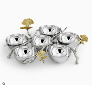 Bol à salade et fruits décoratif floral en acier inoxydable et en laiton pour la maison Bols à noix pour comptoirs et dessus de table dans les centres de table à la maison - Product Image 6