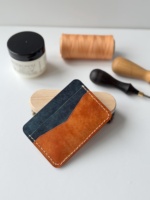 Dompet Kartu Kulit Asli Buatan Tangan dengan Tepi yang Dipoles, Dompet Tipis, Organizer, Tahan Lama, Gaya Vintage, Dapat Disesuaikan, dengan Ukiran Kustom