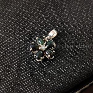 Pendentif pour femme en opale noire naturelle, pierre de naissance d'octobre, forme florale, pendentif fait main, bijoux en argent sterling 925 - Product Image 3