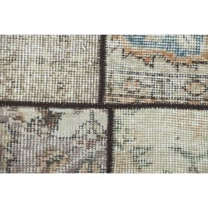 Turkish Runner Rug 2.7x12.6 ft, <b>Brown</b> Blue Animal Print Rug <b>Wool</b> - Product Image 2