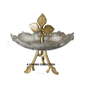 Forma redonda de lujo de color blanco de metal dorado soporte de rama decorativa de calidad de lujo regalo y cuenco de decoración del hogar - Product Image 4