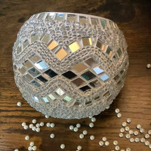 High End Glass Votive Turquoise Mosaic Church Wedding Decoration Tea Light Holder <b>Candle</b> Stick Lanterns <b>Bulk</b> Hand Made - Product Image 1