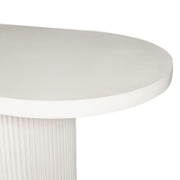 Table à manger ovale moderne en fibro-ciment blanc, mobilier d'extérieur pour chambre, bar, cuisine, hôpital, hôtel, villa - Origine Vietnam