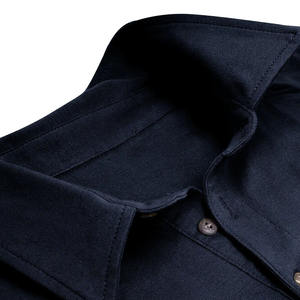 Polo à manches longues coupe ajustée en coton 100% bleu marine pour homme, motif classique et uni, tenue décontractée, tissu tricoté - Product Image 4