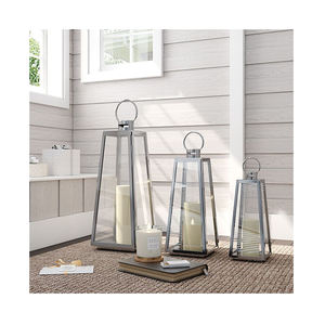 Nouveau bougeoir en acier inoxydable de haute qualité lanterne couleur argent décoration de la maison Design classique décoration de table de mariage - Product Image 4