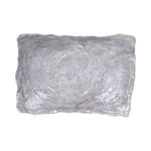 Plateau en céramique artisanal, décoration de luxe pour la maison, bords uniques, plaqué argent, Zahid Exports, grossiste fiable - Product Image 1