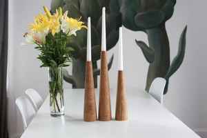 Portavelas vintage de madera maciza con linternas y tarros para decoración de escritorio del hogar y bodas - Product Image 4