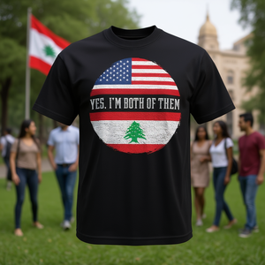 T-shirt Drapeau USA Demi-Américain Demi-Libanais avec ADN d'Origine – Produit Promotionnel - Product Image 3