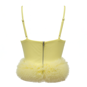 ग्रीष्मकालीन पीला वी-गर्दन सांस लेने योग्य स्पैगेटी स्ट्रैप - Product Image 5