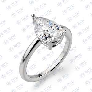 แหวนหมั้นผู้หญิงสีทอง10K 3.00 tcw ลูกแพร์ตัดเพชรโมอิสซาไนท์หรูหรา10K แหวนทองคำแข็งสำหรับผู้หญิง - Product Image 2