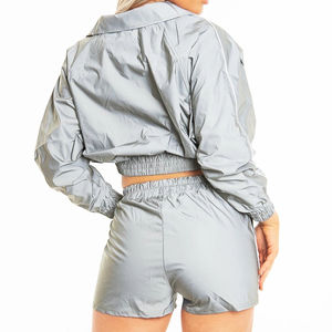 Ensembles pour femmes Short coupe-vent deux pièces personnalisé Survêtement Réfléchissant Zip up Nylon Ensemble court coupe-vent deux pièces pour femmes 2026 - Product Image 5