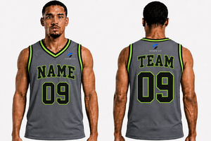 Camiseta de Baloncesto Gris Personalizada para Hombre, Cuello en V, Sin Mangas, Impresión Sublimada, Nombre y Número Personalizados 09, Malla Transpirable, Corte Regular, 100% - Product Image 5