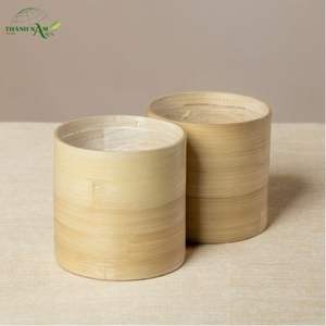 Jardinière carrée en bambou tressé écologique artisanale pour les intérieurs modernes - Product Image 1