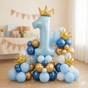 Globo de Aluminio con Forma de Número 1 Azul con Corona, 57x124 cm, para Fiestas de Cumpleaños, Graduación, Año Nuevo Chino y Otros Eventos, Apto para Helio - Product Image 5