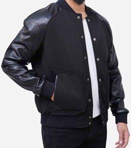Veste universitaire grande taille de meilleure qualité pour hommes, veste en laine à manches en cuir avec logo personnalisé et broderie coupe-vent Letterman - Product Image 5