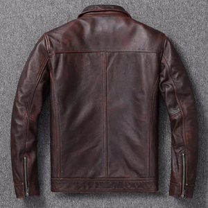 Veste en cuir véritable marron vieilli vintage motard de moto pour hommes vestes de haute qualité personnalisées brodées neuves - Product Image 3