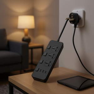 T14 2M 2500W ปลั๊กไฟอัจฉริยะมัลติฟังก์ชั่น 3 ปลั๊กและพอร์ต USB 3 พอร์ตปลั๊ก EU สีดำ - Product Image 3
