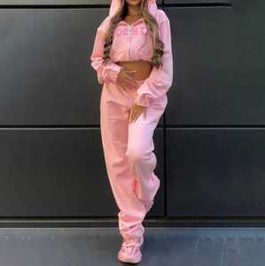 Logo personnalisé hommes survêtement survêtement unisexe survêtements ensemble Vintage pleine fermeture éclair à capuche lavage à l'acide survêtements survêtements - Product Image 2