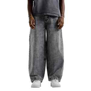 Jeans Negros Holgados Unisex para Hombre, Estilo Casual, Corte Recto, Pierna Ancha, Ajuste Holgado, Cintura Media, Lavado Claro para Todos - Product Image 1