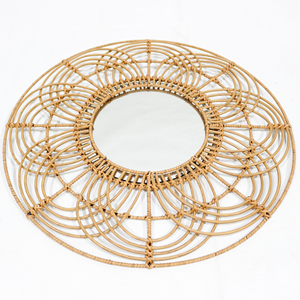 Artex Dong Thap, espejo de pared de ratán hecho a mano, diseño de flores redondas, decorativo minimalista para sala de estar, dormitorio, aniversario - Product Image 4