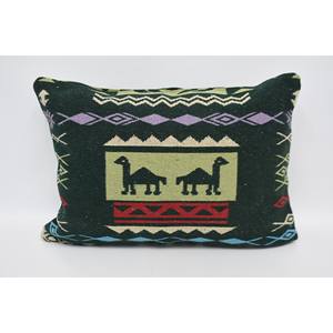 Almohada de lana geométrica Cojín verde de 20x28 pulgadas con patrón vintage tradicional Técnica tejida impermeable para sala de estar - Product Image 5