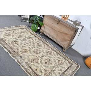 Classique Beige Marron 3.9 X 7.2ft Vintage Tapis Turc Laine Faux Lapin Fourrure Latex Patchwork Couloir Rectangle Nouveau Tapis De Chevet - Product Image 4