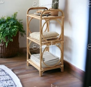Elegant Storage <b>Rack</b> & Organizers Handcrafted Rattan Bamboo Shelf Metal Wicker Bookshelf for Living Room Outdoor <b>Hall</b> Hotel Use - Product Image 1