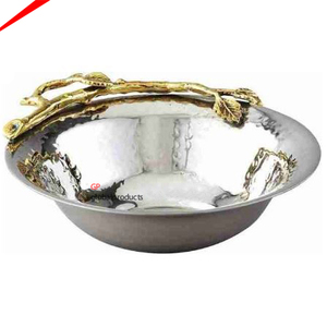 Cuenco redondo de metal para servir con un elegante cuenco dorado para servir con cuenco para servir de fiesta de alto acabado - Product Image 6