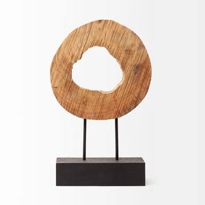 Sculpture moderne en bois et en métal fabriquée à la main, parfaite pour les idées élégantes de bureau et de décoration intérieure - Product Image 1