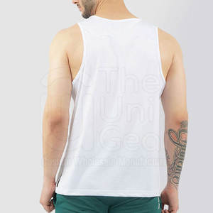 <b>Men's</b> <b>White</b> Sleeveless <b>Tank</b> <b>Top</b> O-Neck Solid Color Breathable Knitted Casual Wear - Product Image 2