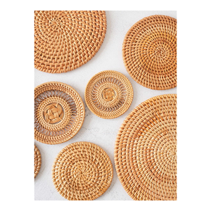 Wholesale Rattan Round <b>Placemat</b> for Dining Table Decor - Eco-Friendly Woven Cork Mat , Vietnamese High Quality Rattan Underplate - Product Image 2