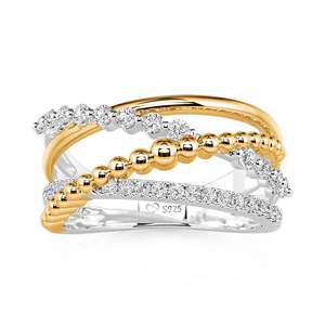 Jeulia Trendy Gradient Beaded Crossover <b>Ring</b> with Zircon Inlay - Product Image 2