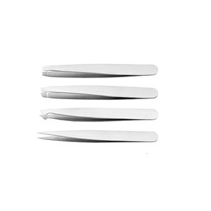 Kit de pinces à épiler de haute qualité, couleur argent, acier inoxydable allemand, ensemble de pinces à épiler avec étui en cuir avec logo - Product Image 3