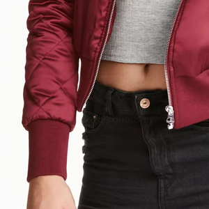 Blouson aviateur femme à manches longues de haute qualité pour femme col montant Offre Spéciale fermeture éclair complète pour blouson aviateur femme - Product Image 2