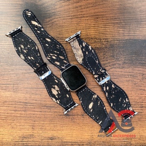 La más nueva correa de reloj de cuero de vaca metálica Hair-On, accesorios de vaquera, fabricante de moda occidental, bandas de reloj inteligente con estampado de vaca - Product Image 1