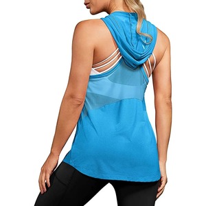Débardeurs d'entraînement sans manches pour femmes Gym GYM Stringer Hoodies Racer Back Mesh Back Sweat à capuche sans manches pour les saisons d'été et d'hiver - Product Image 2