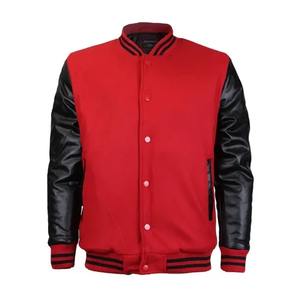 College Baseball Jacket Logo personnalisé Varsity Style Manches en cuir Vestes universitaires brodées en mélange de polyester et de coton - Product Image 1