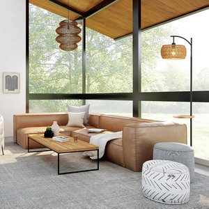 Lampadaire bohème de 65 pouces avec abat-jour en rotin tissé à la main de style ferme rustique, base en bois et osier pour meubles de salon - Product Image 6