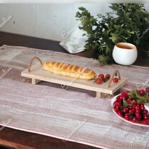 Bandeja larga de madera maciza, plato grande para servir charcutería con asas y diseño de espiga, Ideal para tapas, postres antipasti - Product Image 2