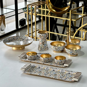 Đáng ngưỡng mộ sáng tạo Vàng xử lý thiết kế nhánh lá với men trắng lạ mắt phục vụ khay kim loại hình bầu dục cặp thủ công của 2 - Product Image 6