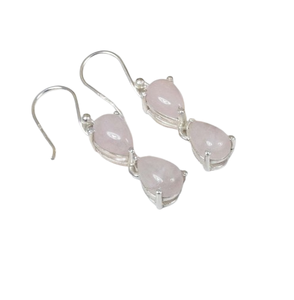 Piedra preciosa de Plata de Ley 925 hecha a mano, piedra natal de octubre, gota de cuarzo rosa Natural, regalo de joyería de fiesta perfecto para ella - Product Image 1