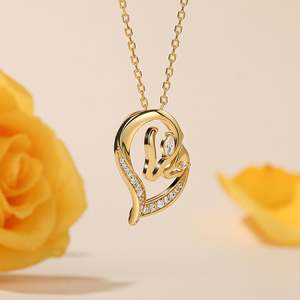 Collier Jeulia en argent sterling avec pendentif mère et cheval, zircon et chaîne tendance plaquée rhodium - Product Image 5