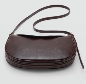 กระเป๋าหนังแท้สีน้ำตาลเข้มทรงครึ่งวงกลม กระเป๋าสะพายข้างผู้หญิง กระเป๋าถือทรงพระจันทร์เสี้ยวแบบมินิมอล กันน้ำ - Product Image 3